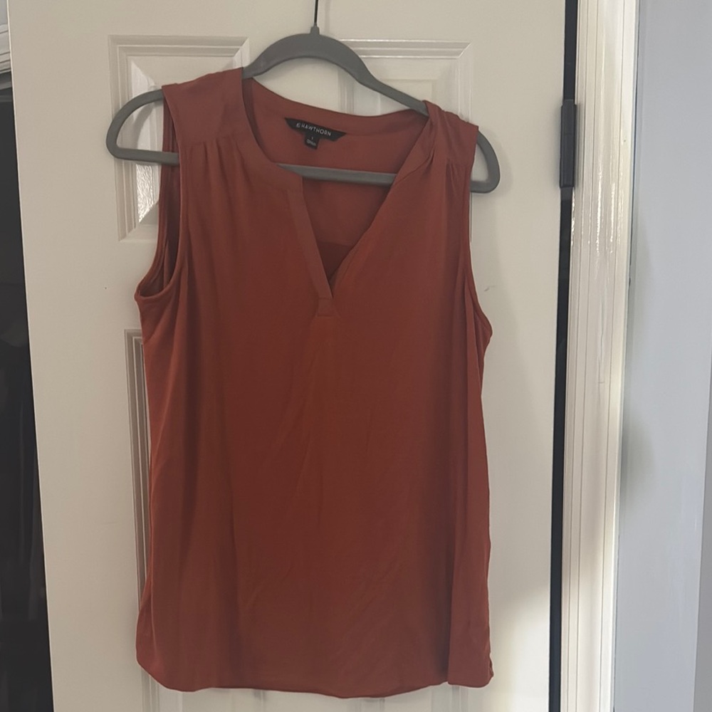 41 Hawthorn Brown Sleeveless Blouse with V-neckline